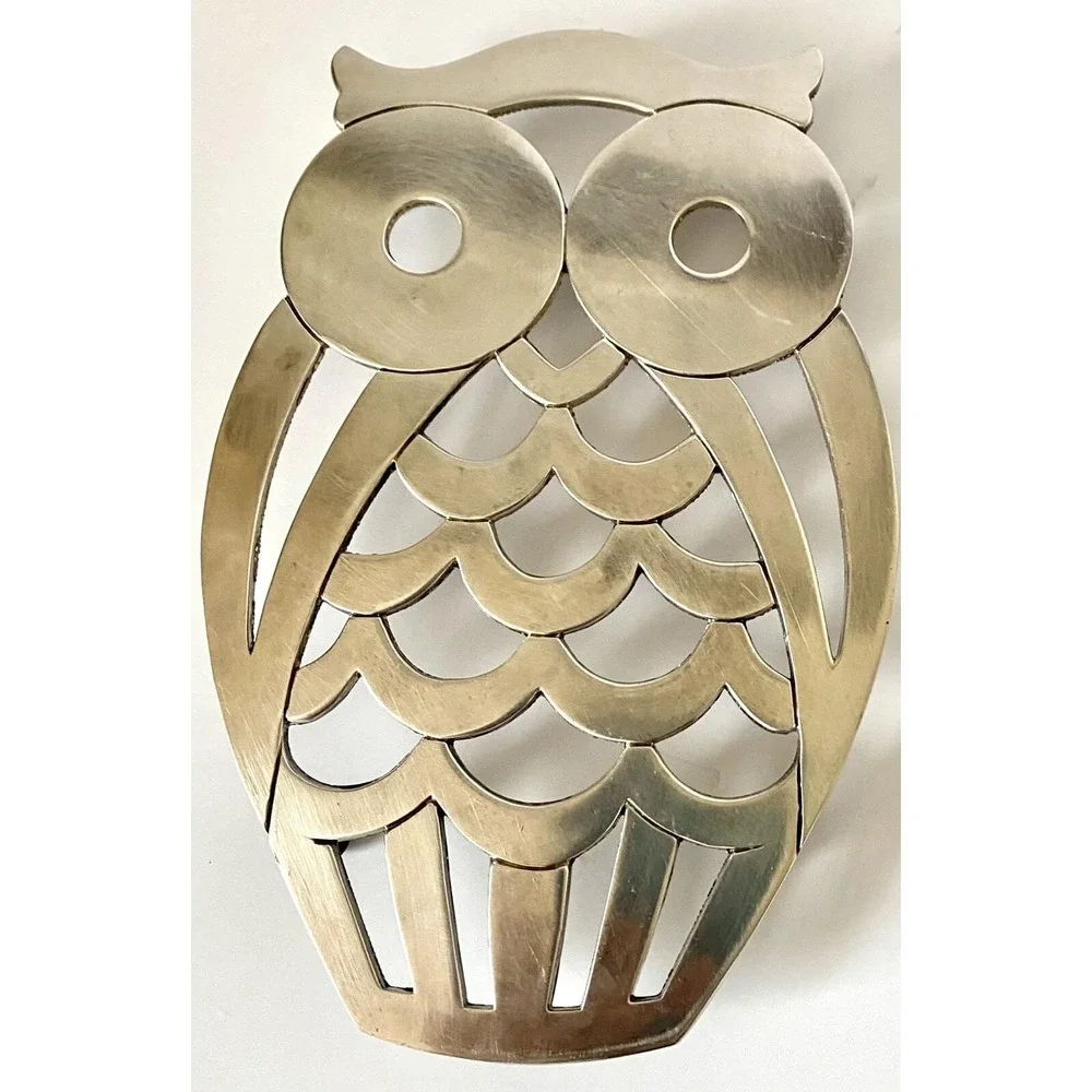 Vintage Owl Trivet F. B. Rogers Zinc Wall Decor MCM Retro USA Nostalgia